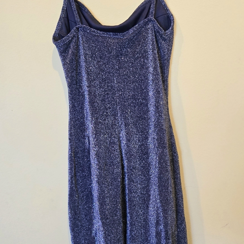 Connected Apparel Cowl Neck Spaghetti Strap Shimmering Purple Mini Dress Prom - Picture 3 of 4